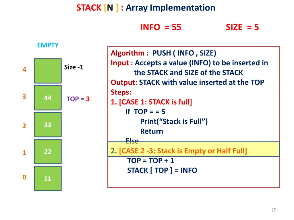 stack n array implementation 19