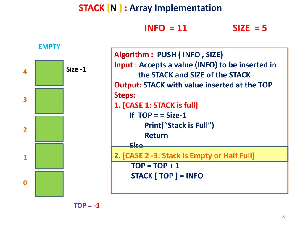 stack n array implementation 2