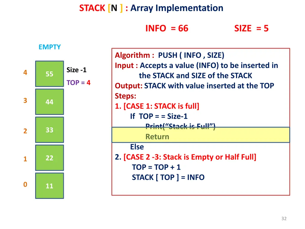 stack n array implementation 26