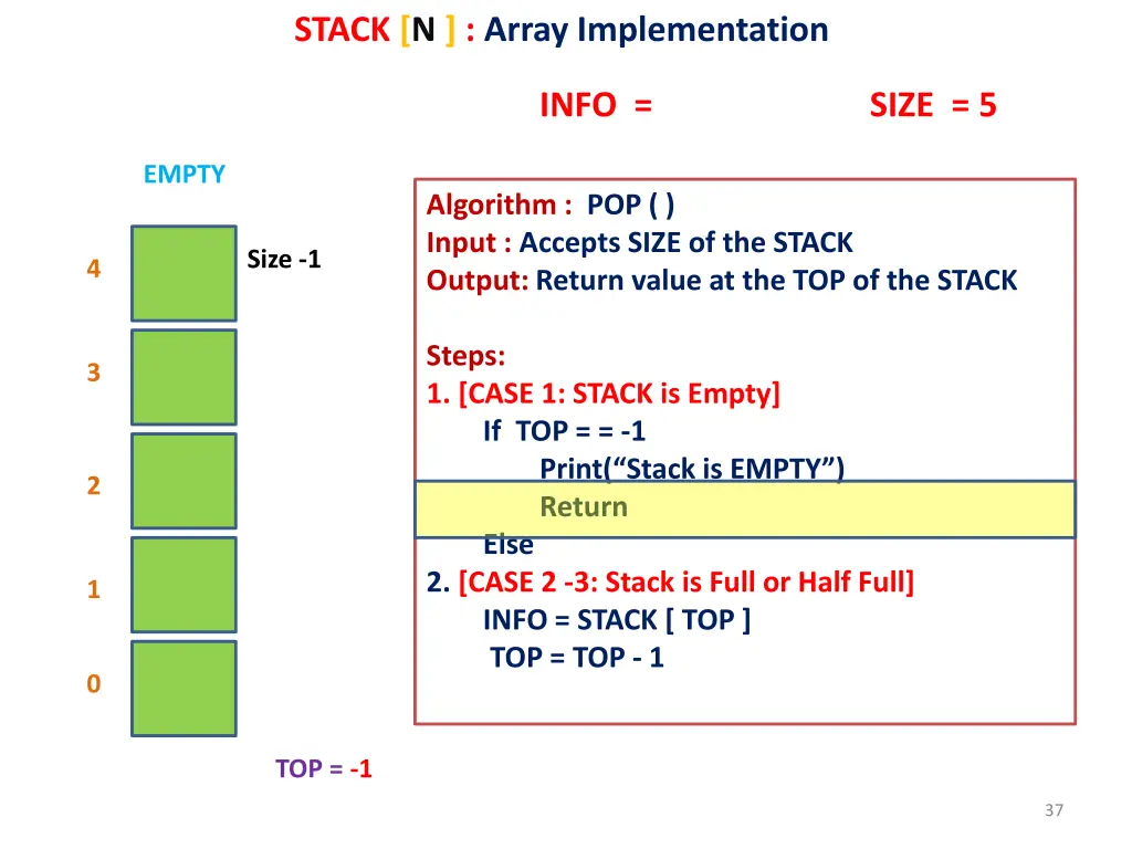 stack n array implementation 30