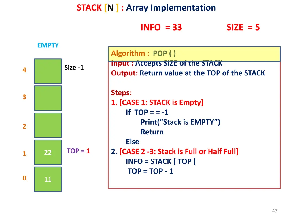 stack n array implementation 40