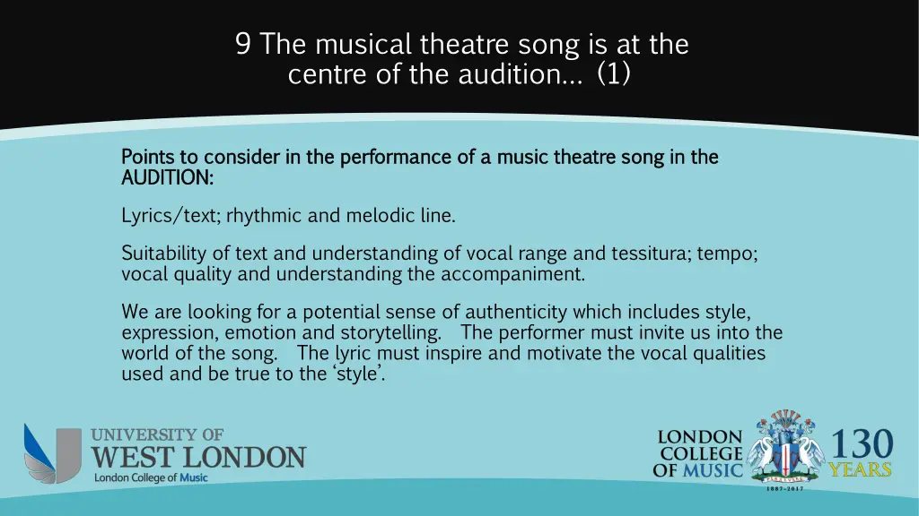 9 the musical theatre song is at the centre