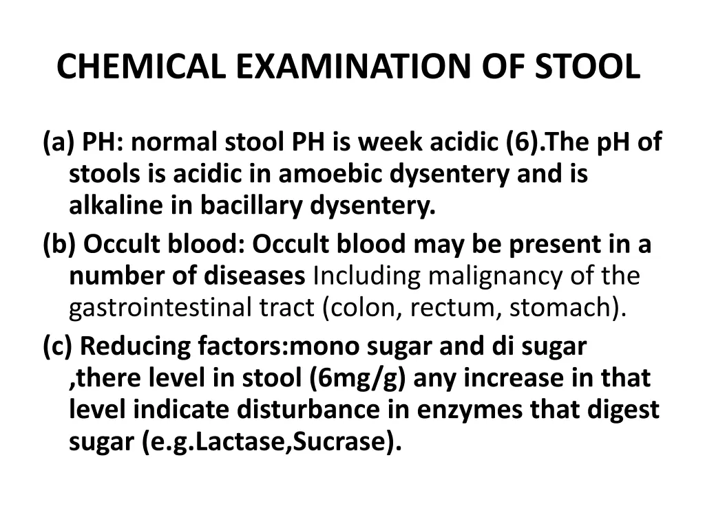 chemical examination of stool