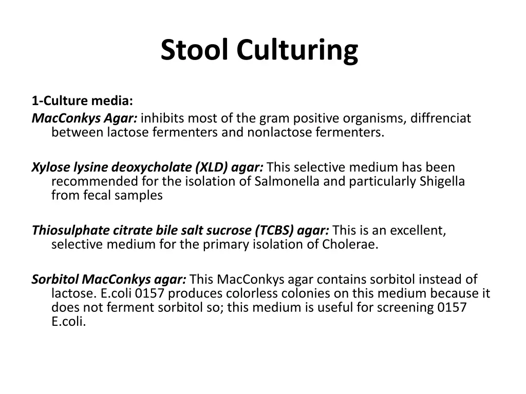 stool culturing