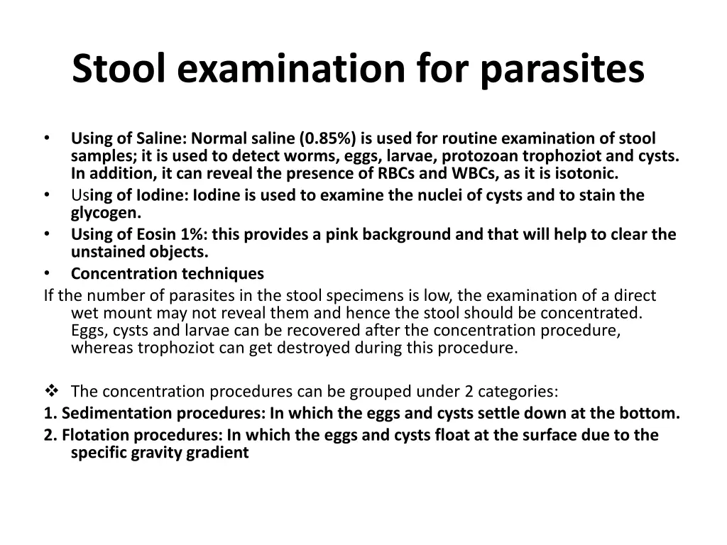 stool examination for parasites