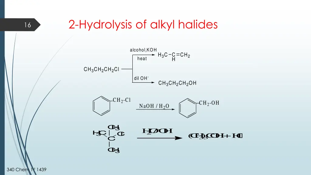 2 hydrolysis of alkyl halides