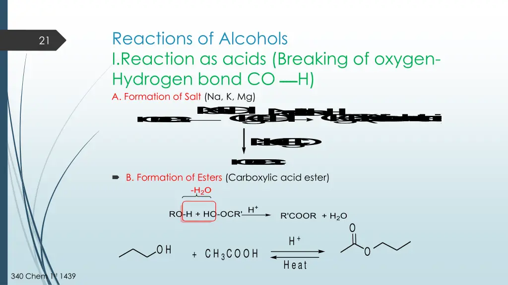 reactions of alcohols i reaction as acids