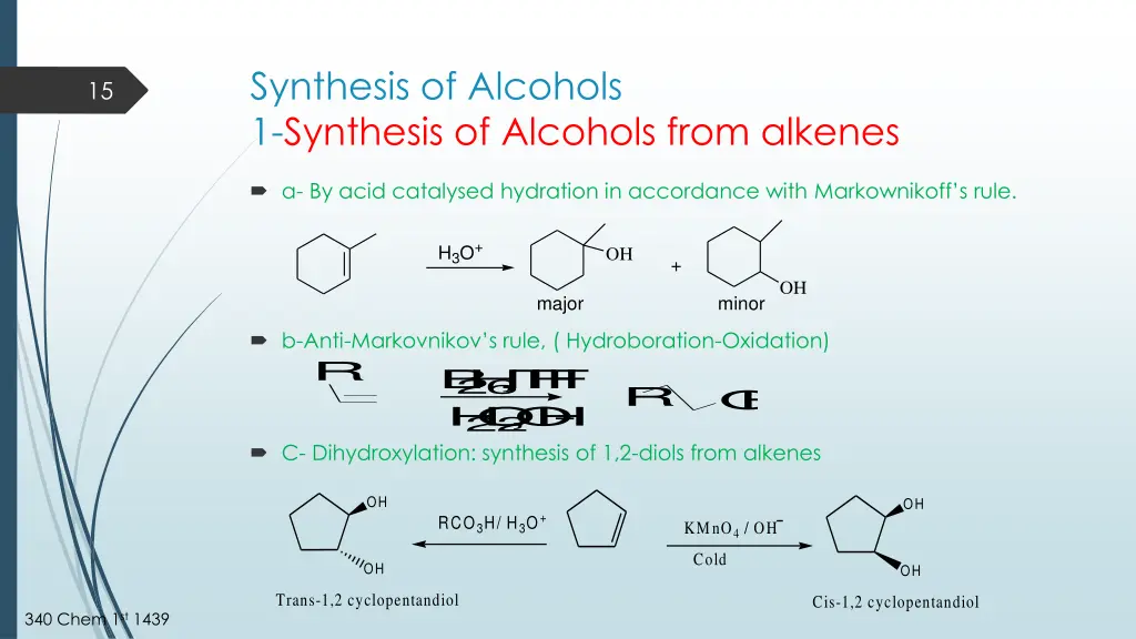 synthesis of alcohols 1 synthesis of alcohols
