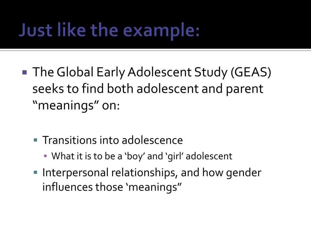 the global early adolescent study geas seeks