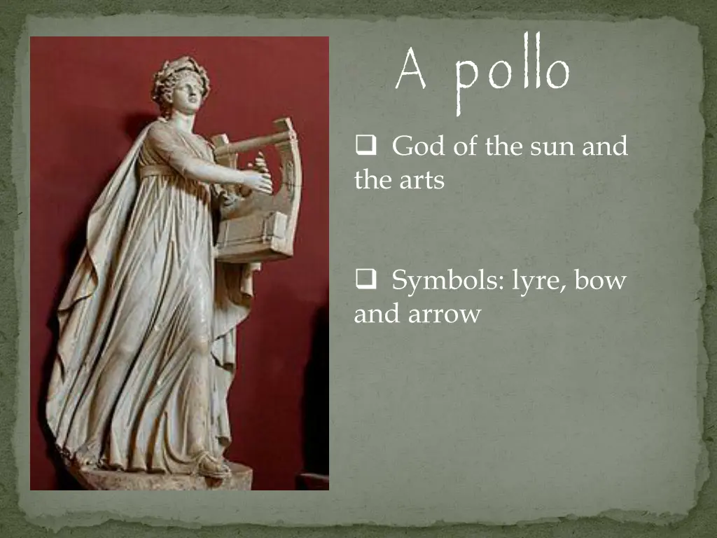 a pollo god of the sun and the arts