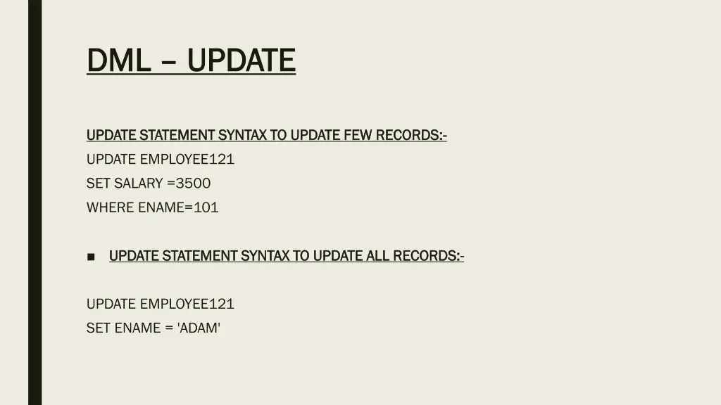dml dml update update
