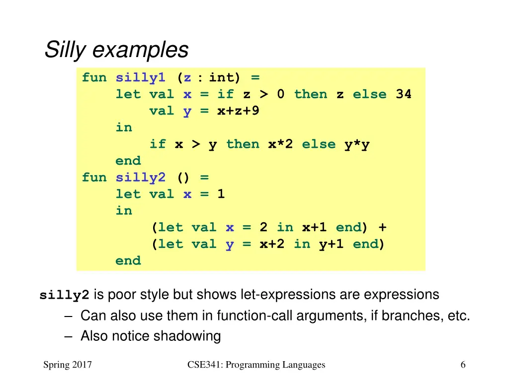 silly examples