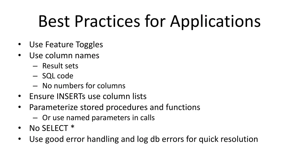 best practices for applications