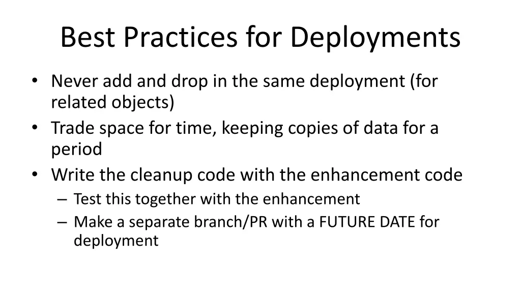 best practices for deployments