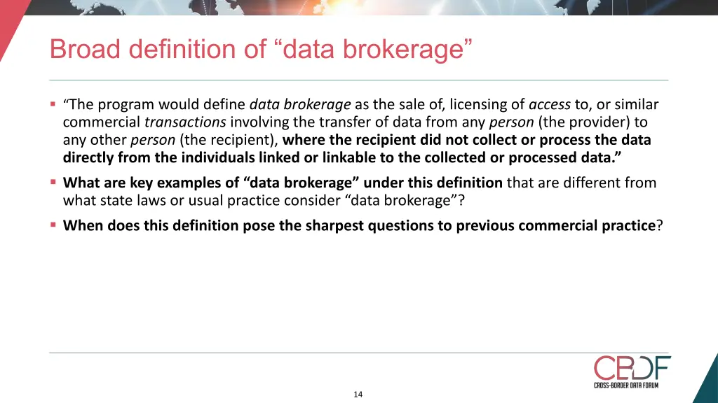 broad definition of data brokerage