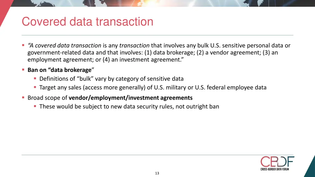 covered data transaction