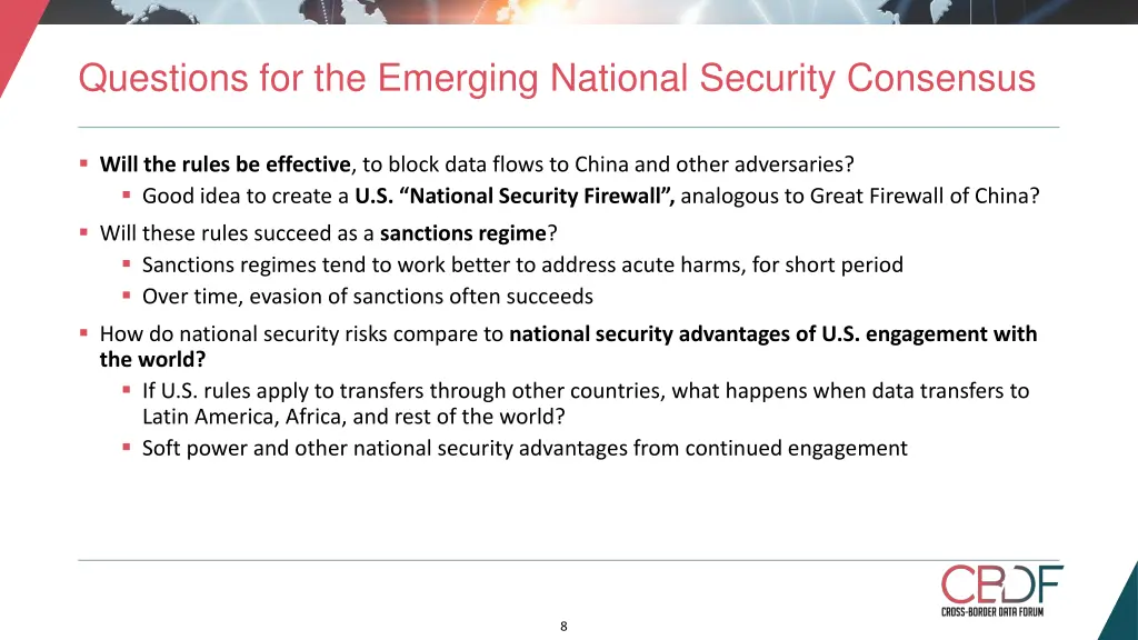 questions for the emerging national security