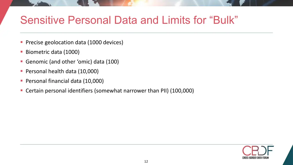 sensitive personal data and limits for bulk