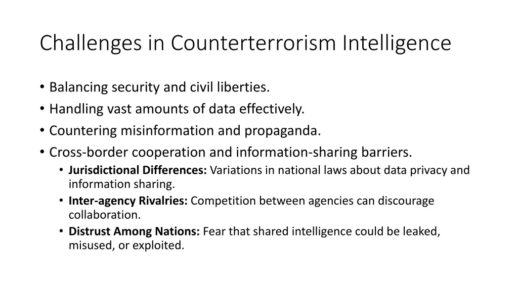 challenges in counterterrorism intelligence