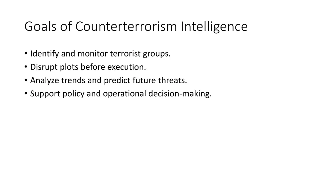 goals of counterterrorism intelligence