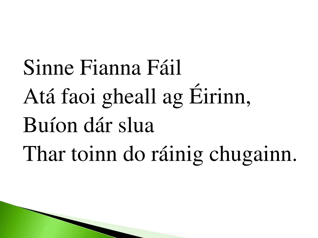 sinne fianna f il at faoi gheall ag irinn