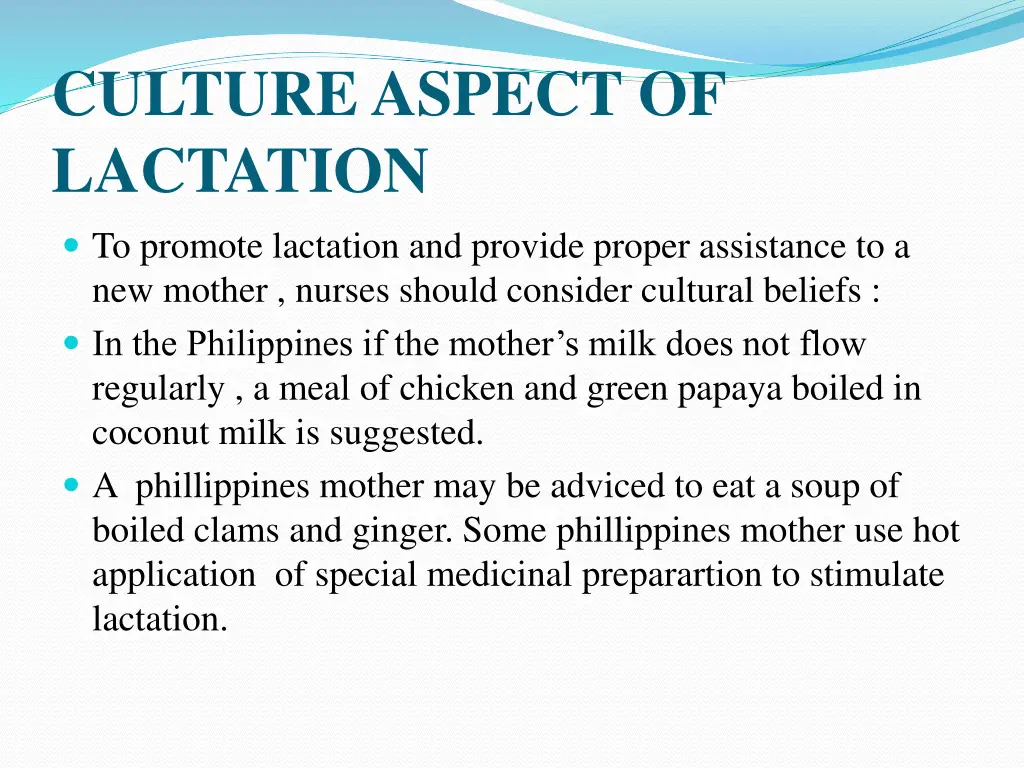 culture aspect of lactation