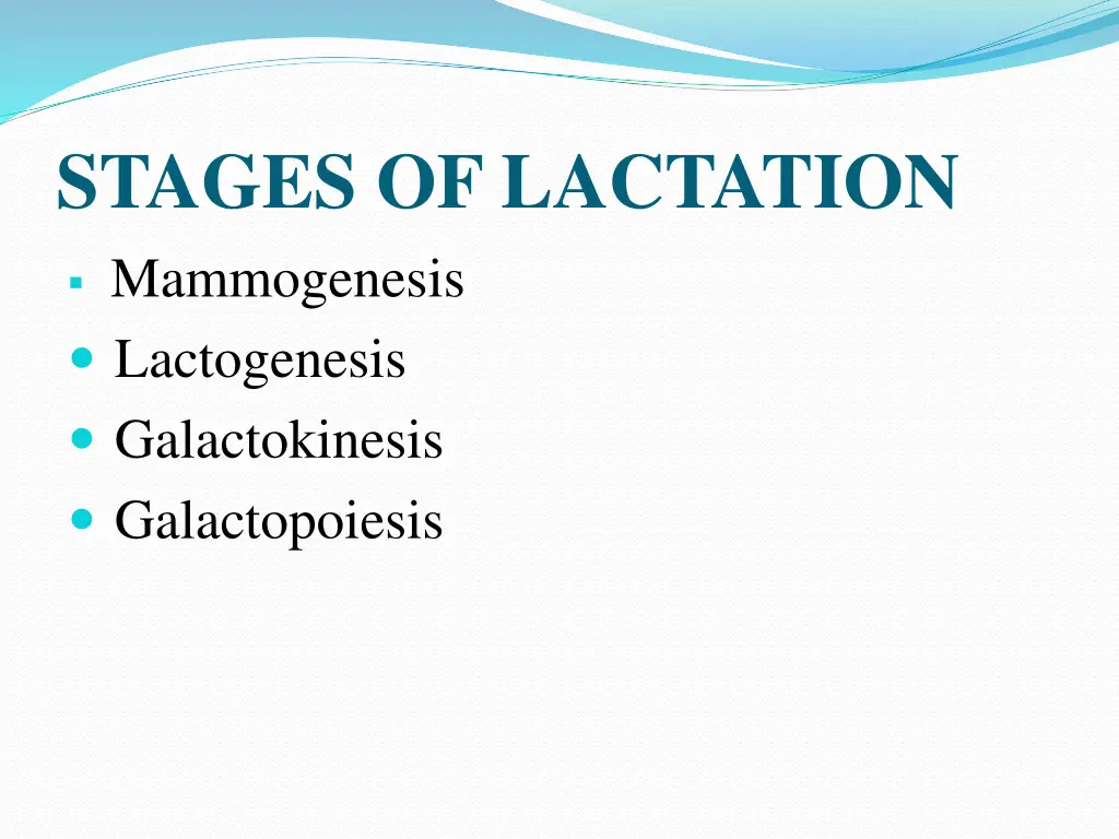 stages of lactation