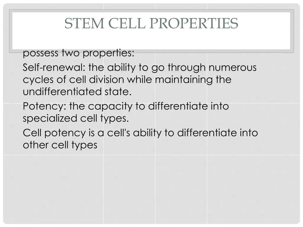 stem cell properties the classical definition