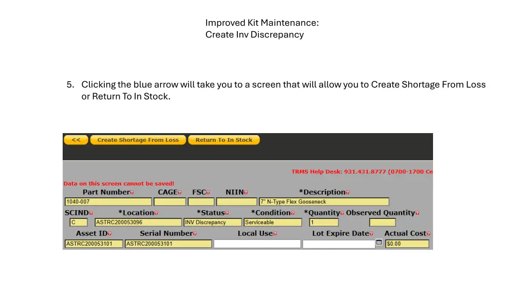 improved kit maintenance create inv discrepancy 2