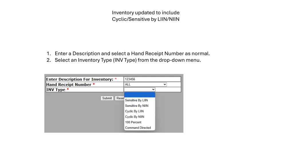 inventory updated to include cyclic sensitive