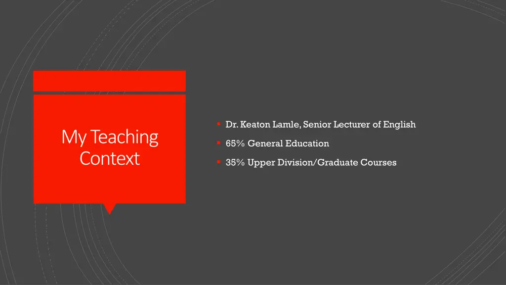dr keaton lamle senior lecturer of english