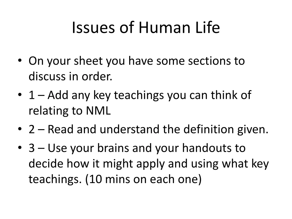 issues of human life