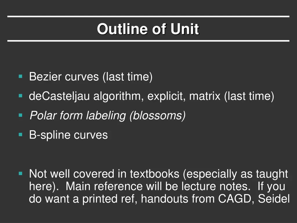 outline of unit