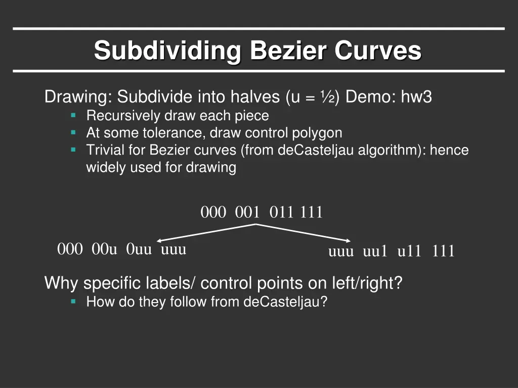 subdividing bezier curves