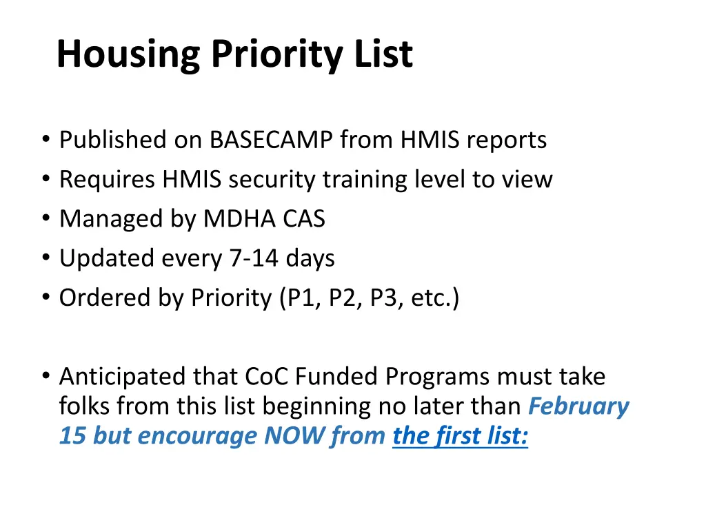 housing priority list