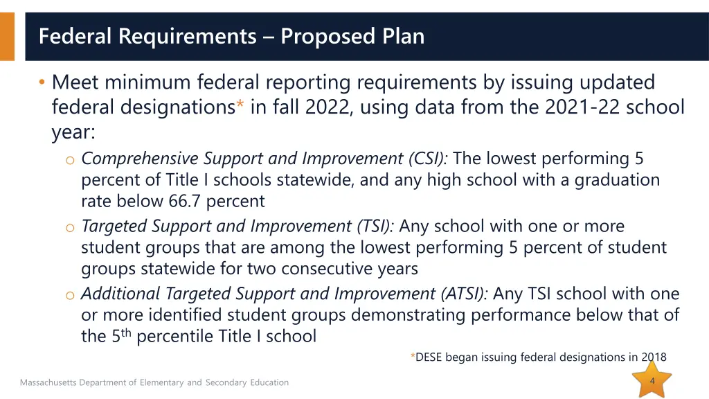 federal requirements proposed plan