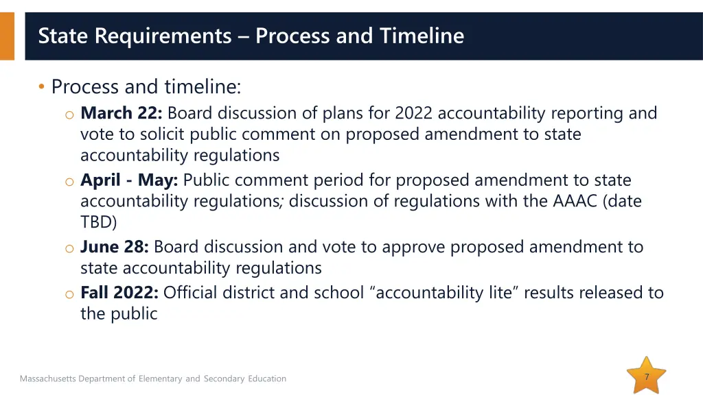state requirements process and timeline