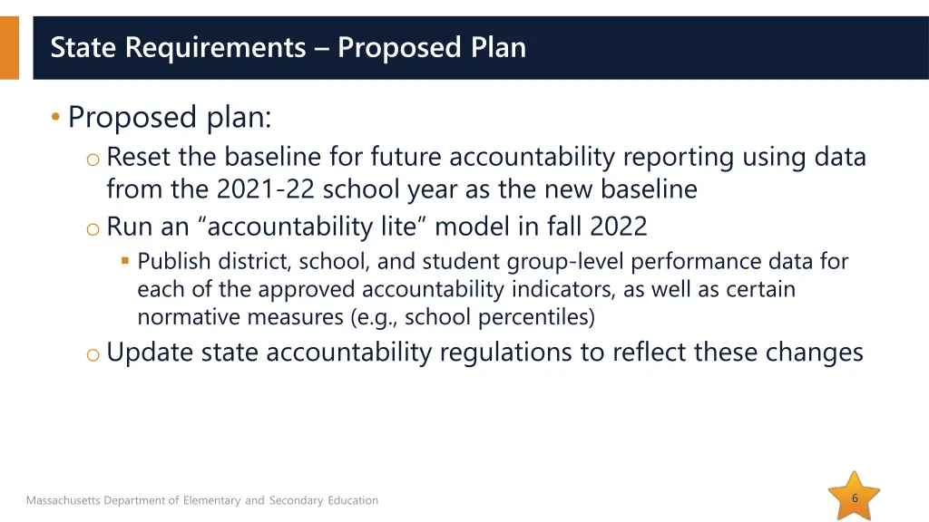 state requirements proposed plan