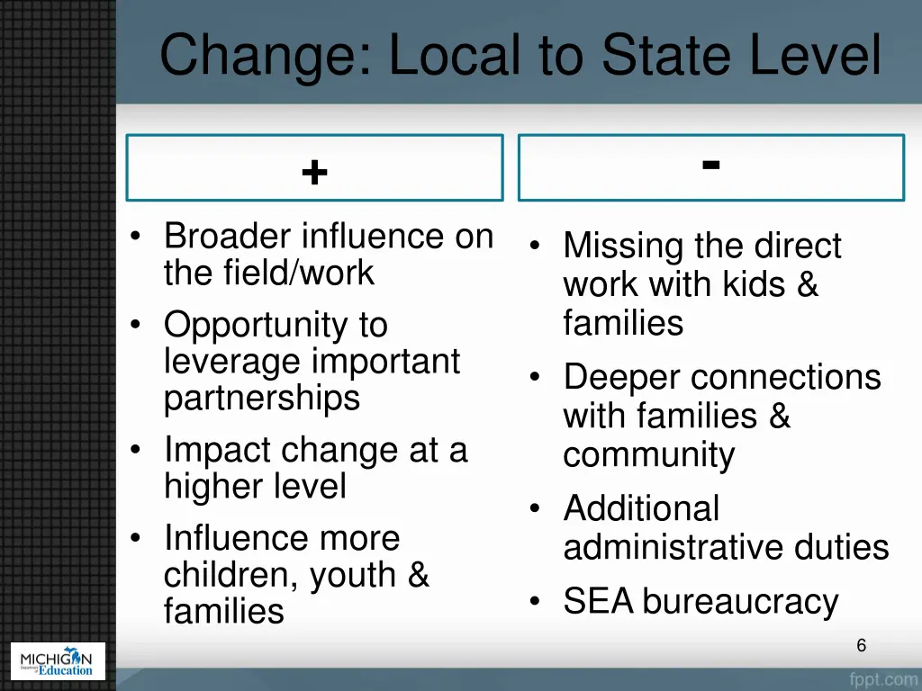 change local to state level