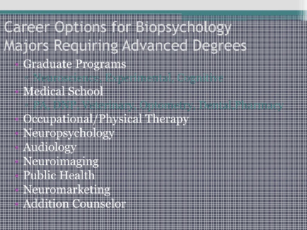 career options for biopsychology majors requiring