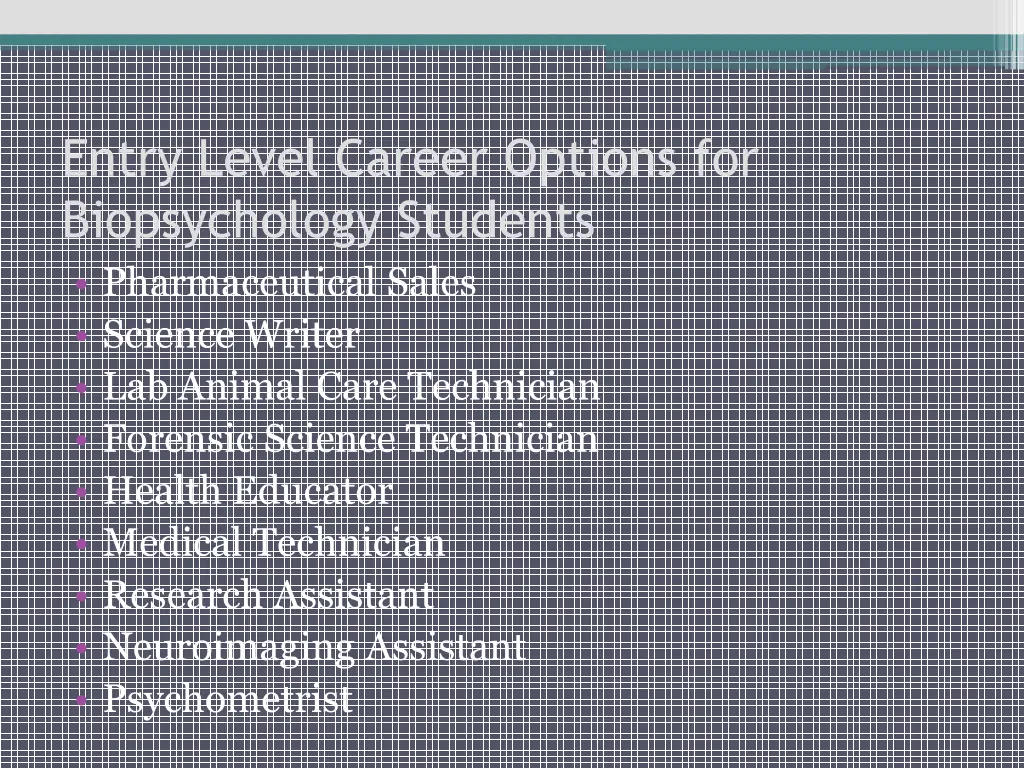 entry level career options for biopsychology