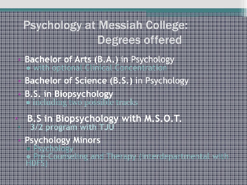 psychology at messiah college degrees offered