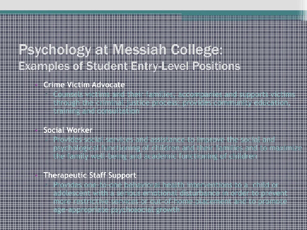 psychology at messiah college examples of student 1