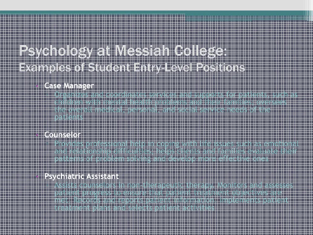 psychology at messiah college examples of student