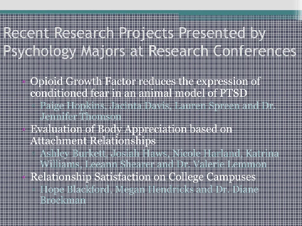recent research projects presented by psychology