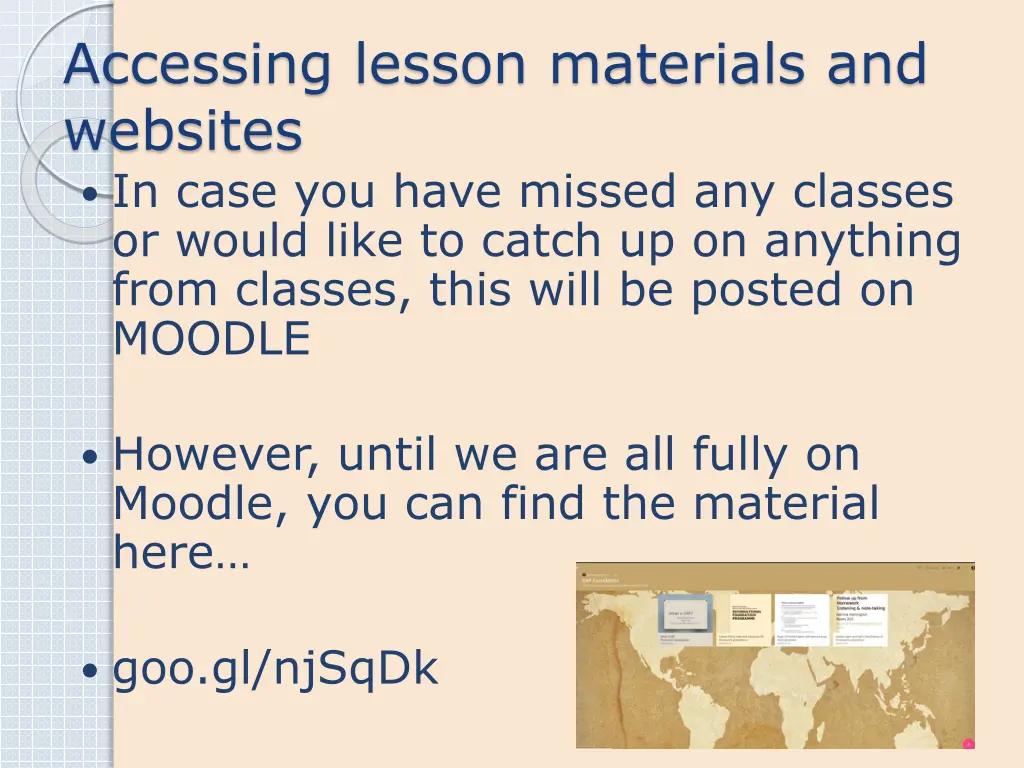 accessing lesson materials and websites in case
