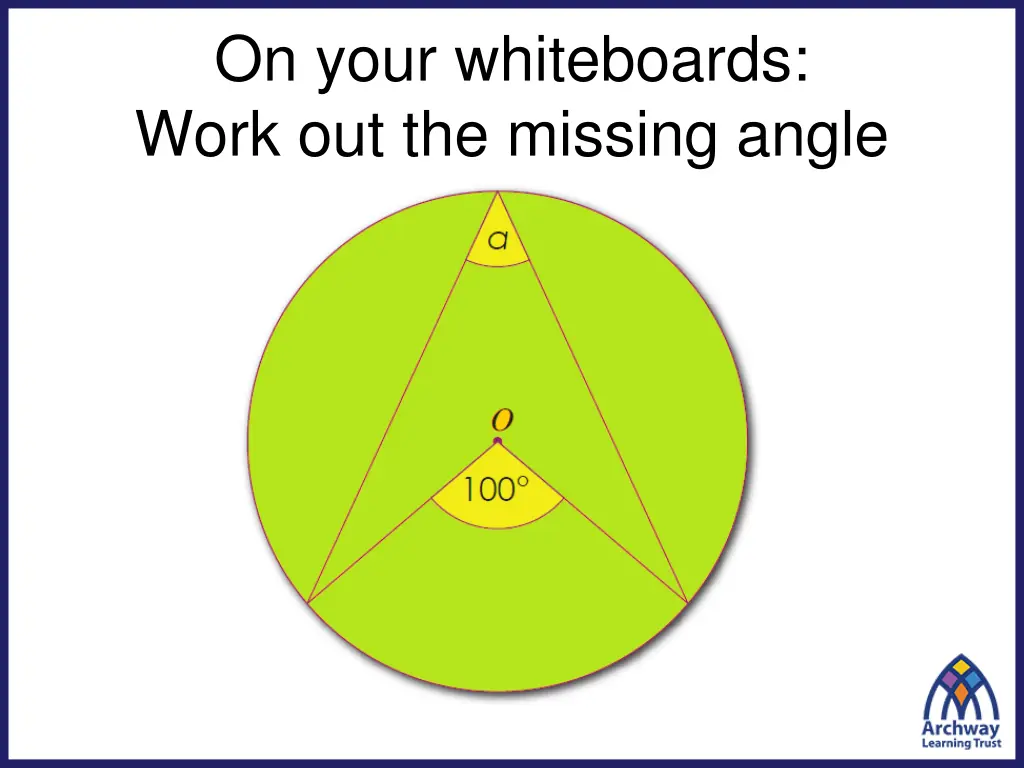 on your whiteboards work out the missing angle 2