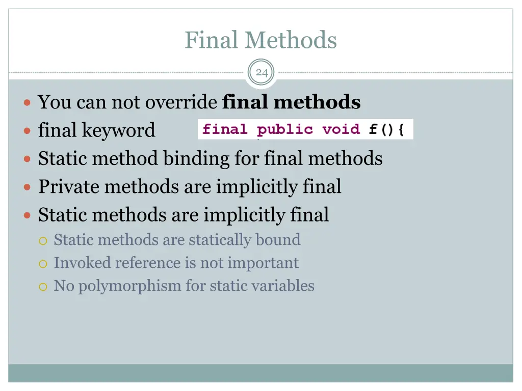 final methods