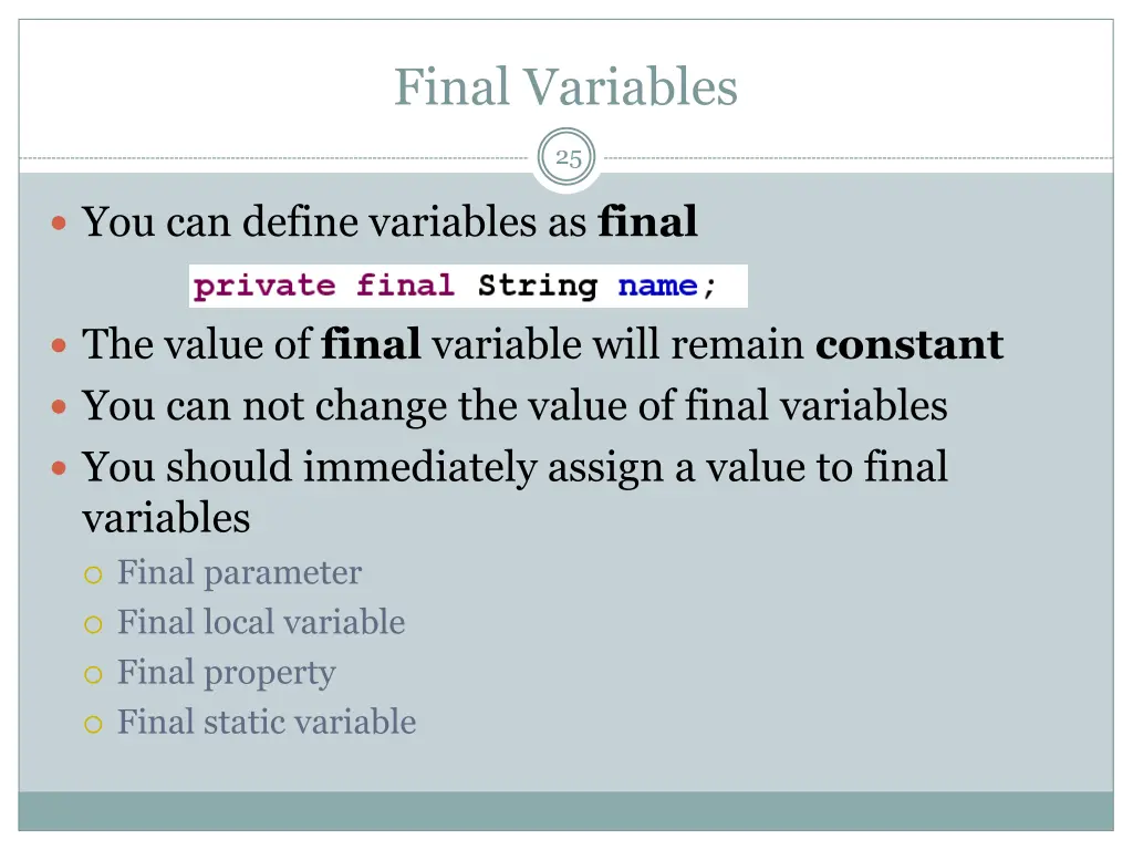 final variables