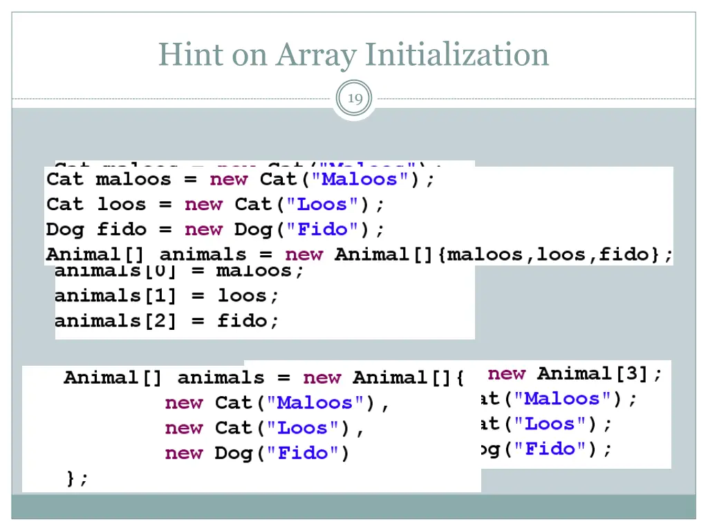 hint on array initialization